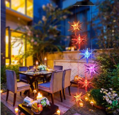 China Installment Jiexuan Garden Decor Solar Wind Chimes Explosion Star Easy Wind Chimes Outdoor Led Lightweight Waterproof Romantic Wind Chime For Home for sale