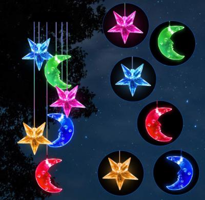 China Easy Installment Jiexuan Christmas Gifts Moon Sun Star Wind Rings Glowing Wind Chimes Holiday Lighting Garden Gifts Outdoor Solar Wind Chimes for sale