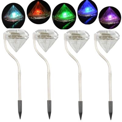 China Wholesale Jiexuan Diamond Stainless Steel Outdoor Waterproof Landscape Garden Solar Lights 1 LED Solar Lights Lawn Path Garden Lights for sale