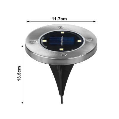 China Jiexuan 4LED Garden Pathway Lawn Walkway Solar Ground Disc Lights Underground Lighting Waterproof Flood Lamp for sale