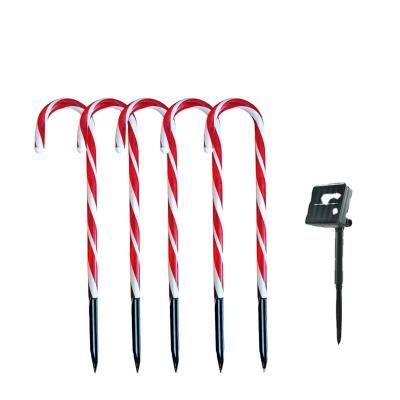 China Christmas Decoration Yard Walkway Stake Lights 6 Pack Candy Cane Lights Xmas Christmas Ornaments for Lawn Pati Riveway for sale