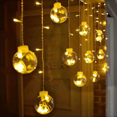 China Custom Hot Sale Led Ball Shaped Curtain Lights Flashing Indoor Decoration Wishing Ball String Light Christmas Curtain Lights Wholesale for sale