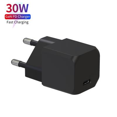 China Mini 30W Fast Mobile Cell Phone GaN Palladium Portable Charger Adapter 30w GaN Charger USB C Charger for sale