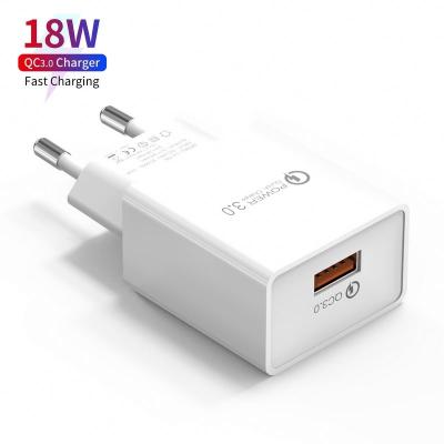 China Charge For Mobile Phones 18w Wall Charger Palladium QC Usb Us Phone Charger Adapter 12v 18w Quick QC 3.0 Fast Charger Carregador For Iphone 12 for sale