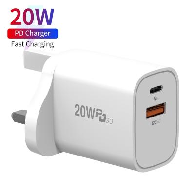 China Charging For Type C Mobile Phones 2021 Wholesale Hot Sale 20w Wall Charger With USB C Cable PD 20w Fast Charging Charger For Iphone 12 for sale