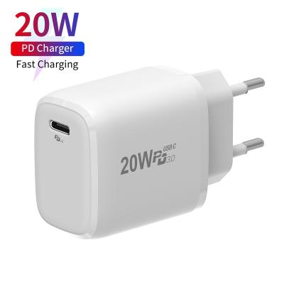 China Original Mobile Phone PD 20W Charger Adapter For iPhone 12 Pro Max Fast Charger EU USA Plug 20W USB-C Wall Charger for sale