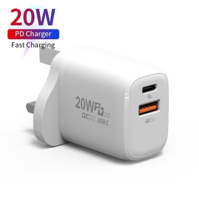 China Charge for Cell Phones 20W 2 USB-C Type-C Multi Port Type C Mobile Phone Charger Fast Travel for iPhone/Samsung Quick Charge for sale