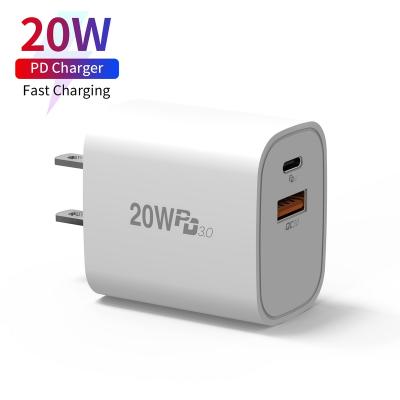 China Charge For Mobile Phones HUNDA Type C Wholesale 2 In 1 Mini Usb Charger PPS PD 20W Super Fast Fast Charger For iPhone Samsung for sale