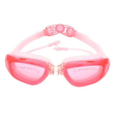 China Swimming Self-Contained Earplugs Pink Silver-Plated Adult Glasses Goggles Anti-Fog Swimming Flat Plating Hd Waterproof for sale