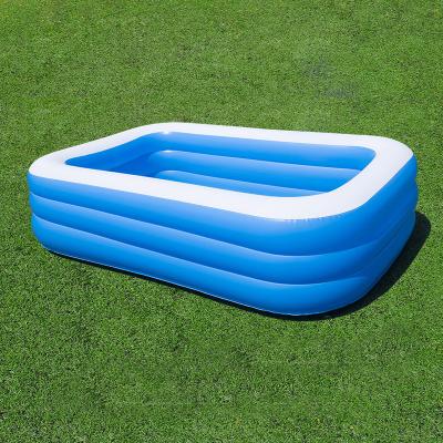 China PVC 1.8m 3-ring blue white flat bottom Portable PVC Swimming Pool Large Inflatable  Pool for sale