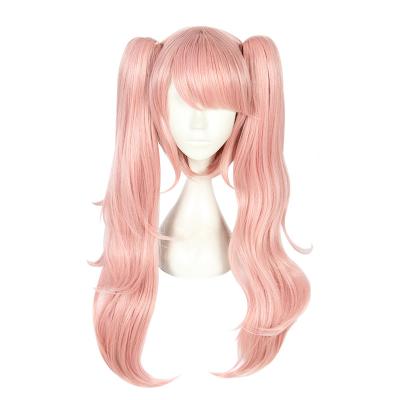 China 32 Inches Trendy Cherry Blossom Pink Bullet On Breaking High Temperature Resistant Silk Double Sided Ponytail Part Cosplay Wig for sale