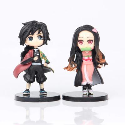 China 6pcs/set Toy Anime Demon Slayer Kimetsu Figure No Yaiba Figure Q Posket Kamado Tanjirou Kamado Nezuko Agatsuma Figure Toys 7cm 6pcs for sale