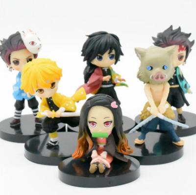 China PVC 6pcs/set Anime Demon Slayer Figure Kimetsu No Yaiba Figure Q Posket Kamado Tanjirou Kamado Nezuko Agatsuma Figure Toys 7cm 6pcs for sale