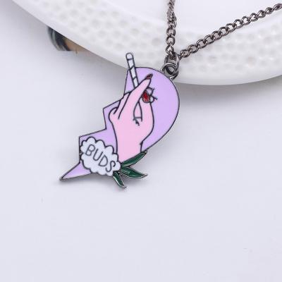 China 2pcs/set Cute Cigarette Lighter BUDS BETTER Necklace Women Best Friends Than Necklaces Enamel Pink Broken Heart BFF Pendant Jewelry Collares for sale