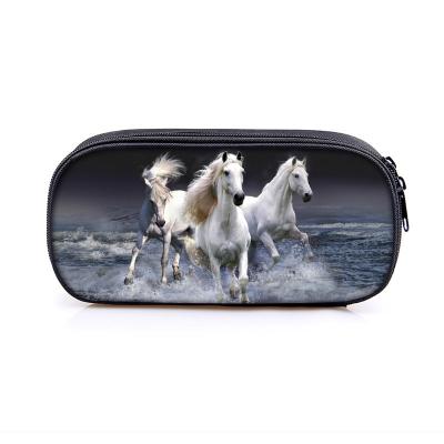 China Durable Stylish Animal Horse/Pony Print Cosmetic Cases Pencil Bag Women Makeup Bags Boys Girls Girls Pencil Case Kids School Supplies Gift for sale