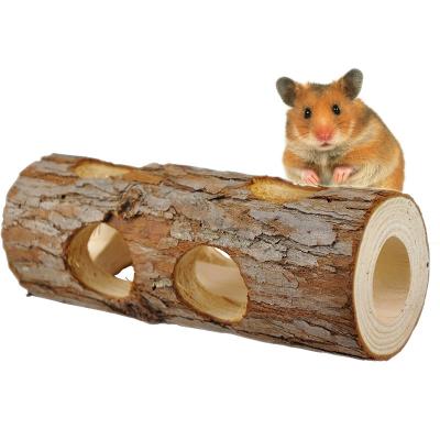 China Viable Wooden Animal Chew Toy Funny Interactive Hamster Toy Small Rabbit Ferret Hamster Guinea Pig Tunnel Pet Tunnel Exercise Tube Toy for sale