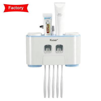 China Viable High Quality 5 Tooth Holder Customization Logo Factory Baolong Punch-free Automatic Toothpaste Squeezing Toothbrush Holder for sale