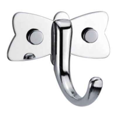 China New Design Viable Butterfly Shape Stainless Steel Zinc Alloy Bathroom Towel Hook Single Coat Hook Wall Hook for sale