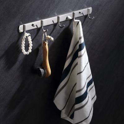 China Hot Selling Viable Wall Hook Rack 304 Stainless Steel 3 4 5 6 7 8 Fabric Wall Mounted Hooks Coat Hook Rack for sale