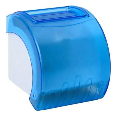 China Modern Cheap Plastic Waterproof Roll Paper Dispenser ABS Wall Mount Blue Bathroom Toilet Paper Holder for sale