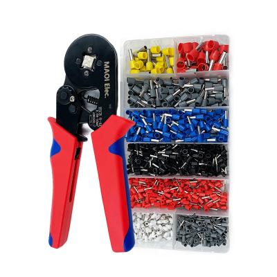 China Wire Stripper Ferrule Crimping Tool Kit, Self-Adjusting Hex Sawtooth Ratchet Lug Crimper Kit with 1200pcs Lugs for sale