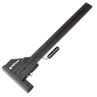 China Multi Functional Woodworking Slide Gauge Aluminum Alloy Scribe Ruler Depth Gauge T-Place Scribing Tools T Marking Gauge Ruler for sale