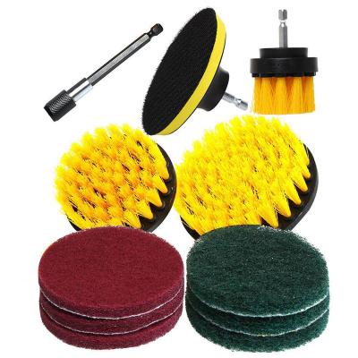 China Stocked 12Pcs Drill Brush Power Cleaning Scrubber Nylons Sweep Attachment Kit with Attachment for Bathroom Tub, Shower, Tile and Car for sale