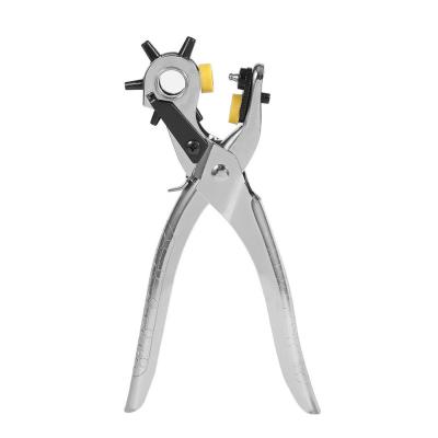 China Use Quality Household Belt Hole Puncher Punch Tools Agricultural Leather Holes Punch Machine 3-in-1 Hand Pliers Tool with 5 Hole Sizes for sale