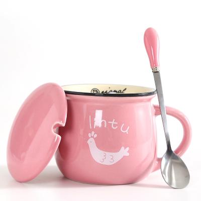 China Viable Wholesale Christmas Milk Coffee Gift Animals Ceramic Mug Cup With Handle Lid Spoon for sale