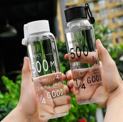 China Viable Custom Logo Glass Water Bottle 500Ml Reusable Glass Water Bottles For Drinking for sale