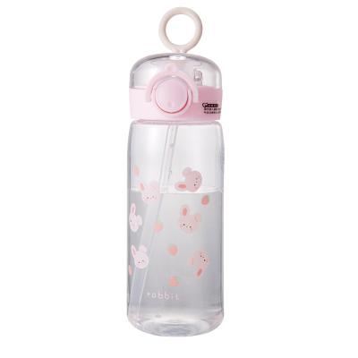 China 2021 Kids Squeeze Bottle Portable Plastic Water Cup Sustainable Plastic Drinking Water Bottle With Straw for sale