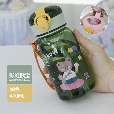 China Hot Selling Sustainable Drinking Water Bottle Cup Lovely Transparent School Plastic Bottle Portable Outdoor Cup for sale