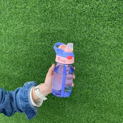 China 480ml Bpa Free Children Viable Drinking Bottle Straw Plastic Water Bottle With Customized Wholesale Customized Handle for sale