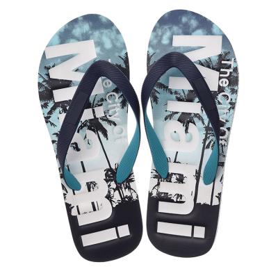 China Wholesale Fashion Trend Occasions Various Palm Trees Squeeze Print PVC Home Flip Flop Soft Chappal For Top White Man for sale