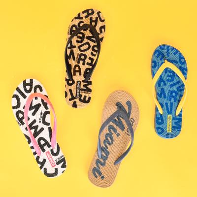 China Fashion Trend Customized Logo Print Logo Print Flipflop Shoes Womens PVC Flip Flops Footwear For Women PE Ladies Flip Flop Slippers for sale