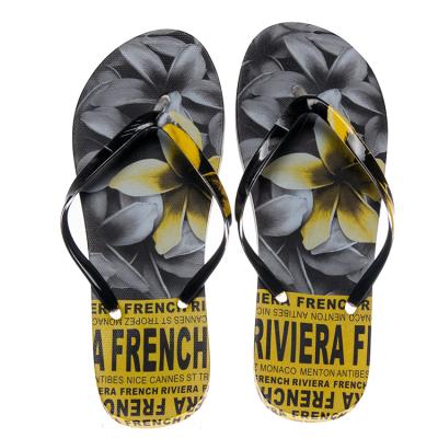 China Newest Design Fashion Trend Design OEM Digital Printing Pe PVC Sole Upper Wedge Luxury Rubber Flip Flops Sandals For Women for sale