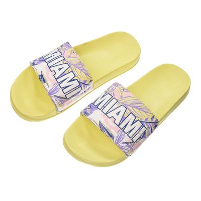 China Low MOQ Breathable Miami Beach Cushioned Foot Bed Heat Insulation Eva Ladies Slippers Flip Flops Beach for sale