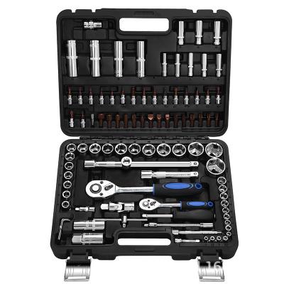 China 94pcs 24-tooth straight handle ratchet socket Wrench Set Auto maintenance tool set for sale