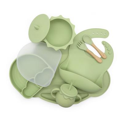 China Silicone Baby Free Silicone Baby Feeding Set Baby Feeding Set BPA Free Silicone Baby Feeding Set Snack Mat Cup Bib Dish Bowl Spoon Toddler Kids Dining Baby Feeding Supplies for sale