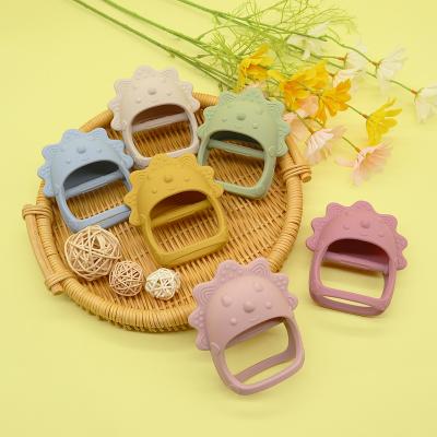 China Non-Toxic Chicken and Triceratops Animal Shape Anti-dropping Chewing Silicone Toy Infant Hand 0-6 Months Soft Silicone Babies Teething Toys for sale