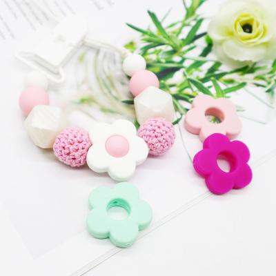 China Eco-Friendly Baby Other Bpa Free Silicone Flower 15 Mm Loose Beads Products Beads Wholesale Rainbow Silicone Teething Beads for sale