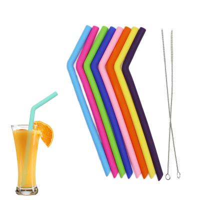 China Wholesale Viable Reusable Silicone Collapsible Collapsible Straw Drinking Multicolor Silicone Straw With Brush And Case for sale