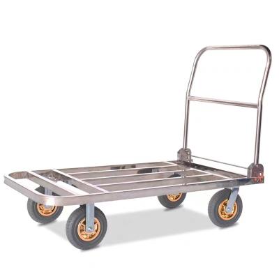 China Morden Design Handle Brake Platform Trucks Best Selling Heavy Duty Troley Warehouse Trolley Cargo Cart New Blue OEM Customized Tools Wheels for sale