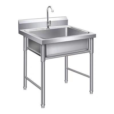 China With Faucet Best Standards Customized Freestanding Built-In Single Height Stainless Steel Sink Sink Single Bowl For Hotel Restaurant Kitchen for sale