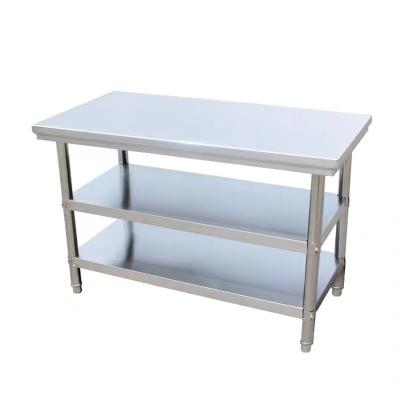 China Hot Selling Customizable High Quality Commercial Kitchen Three-Layer Stainless Steel Workbench for sale