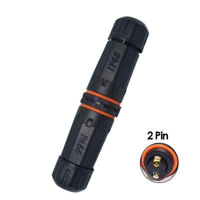 China YXY IP68 M12 M16 M20 Nylon Waterproof Connectors Straight Type - 2 Pin 2 Core Male To Female Socket LED Connector for sale