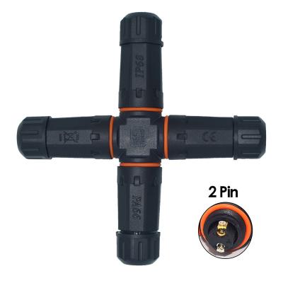 China YXY IP68 M20 Nylon Connectors 4 Way 2 Pin 2 Core Waterproof Male To Female Waterproof Cable Connector for sale