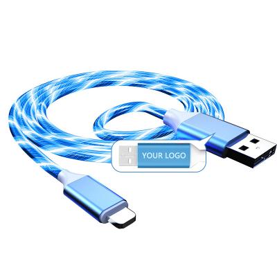 China Support all mobile phones LED phone charging cable, obvious flow led phone cable flowing charging glow in the dark USB charger cable for sale