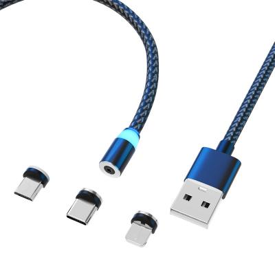 China Support all YXY Mobile Phones Magnetic Charging Cable 3 in 1 Magnetic Charger with Led Light, Compatible with Micro USB, Type C and IP for sale