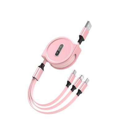 China Support All Mobile Phones Micro USB Charging Cable 3-in-1 USB Multi Retractable Cable Type C Fast Charging Sync Cord For iPhone Smartphone for sale